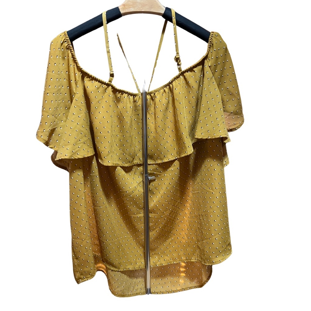 Maurices Mustard Ruffle Blouse